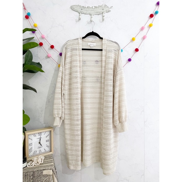 Anthropologie Sweaters - Anthropologie ONE SIZE Cream Knit Open Front Long Line Cardigan